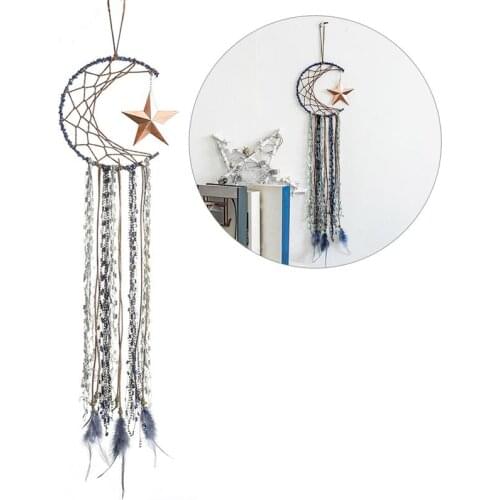 Moon Wall Hanging Decorative Star Creative Woven Macrame Bohemian Wall Decor Dreamcatcher Hanging Wind Chime Home Decor