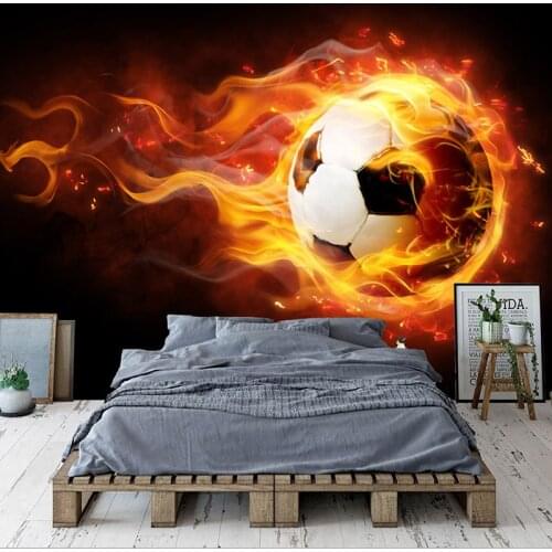 Custom 3D Poster Wall Painting Creative Football Flame Photo Mural Wallpaper For Kids Room Living Room Bedroom Decoration Paper