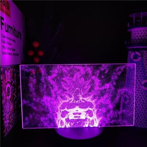 Dragon Ball Super Goku Ultra Instinct 3d Anime Lamp Acrylic Illusion LED Night Light Child Bedroom Decor Lighting Kid Manga Gift