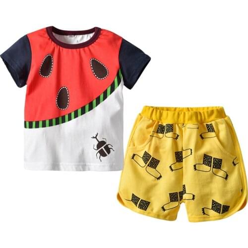 Oklady Hot Sale Brand Boys Clothing Children Summer Boys Clothes Cartoon Kids Boy Clothing Set T-shit+Pants Cotton