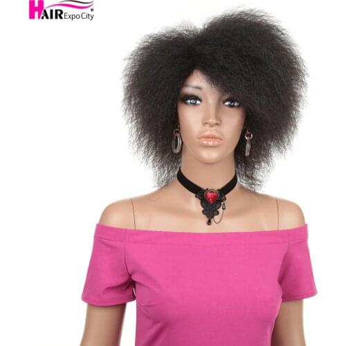 6inch Short Wig Afro Kinky Curly Wig Synthetic Hair African American Wigs For Black Women Glueless Cosplay Wig Hair Expo City