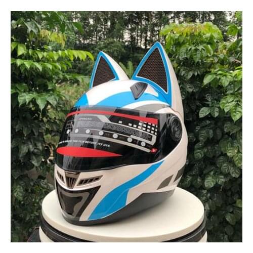 Motorcycle full face helmet men and women off-road locomotive racing full cover four seasons green helmet blue personality helme
