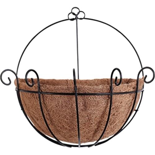 Half Round Iron Wall Hanging Planters Basket Flower Wall Holder With Coir Liner Garden Living Room Flower Pots
