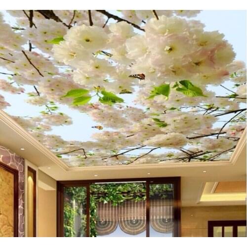 Custom modern fashion fresh beautiful flower ceiling background wall wallpaper living room ceiling mural wallpaper