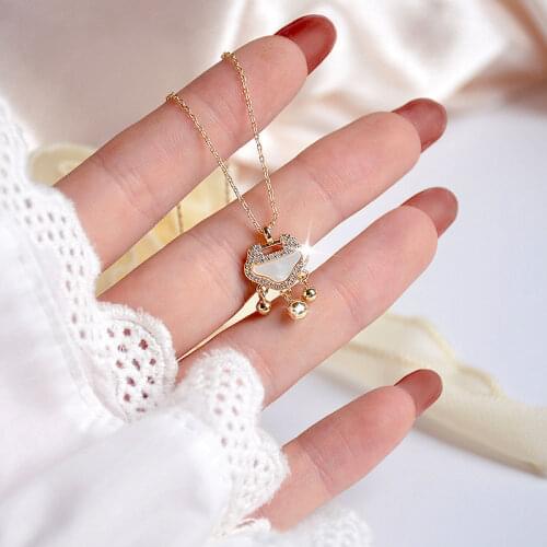 14k Electroplated Real Gold Earrings Micro-Inlaid Fine Zircon Ping An Ruyi Lock Necklace Short Clavicle Chain Earrings Set Decor