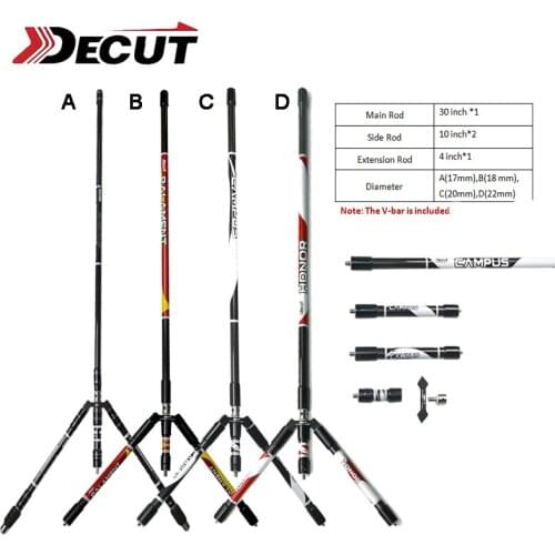 Archery Compound Bow Carbon Stabilizer 30/10/4inch Balance Rod DIY Stabilizer with Connector V-bar Shooting Hunting Accessories