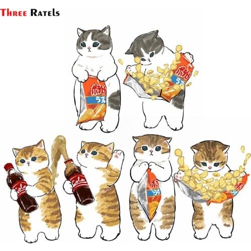 Three Ratels F241Kitty Cats Celebrate Birthday Stickers For Bike Skateboard Luggage Notebook Laptop Helmet Car Accessories Decal