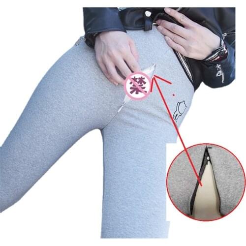 Outdoor Sex Pants For Women Leggins Leggings Hot Sexy Open Croch Zipper High Waist Skinny Trousers Crothless Tights Sweatpants