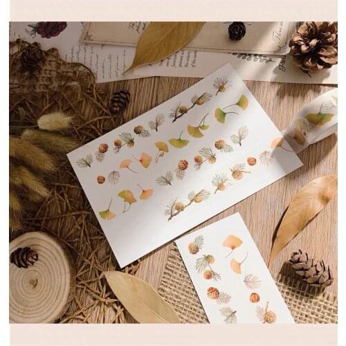 Vintage Gingko Pine Cone Washi Tapes Bullet Journal Masking Tape Adhesive Tape DIY Scrapbooking Washi Stickers