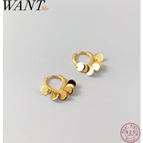 WANTME 925 Sterling Silver Fashion Disc Tassel Piercing Ear Buckle for Women Simple Bohemian Huggies Hoop Party Earrings Jewelry