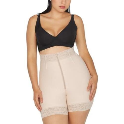 Women High Waist Hip Enhancer Cincher Butt Lifter Zipper Shapewear Lace Tummy Control Panties Shaper