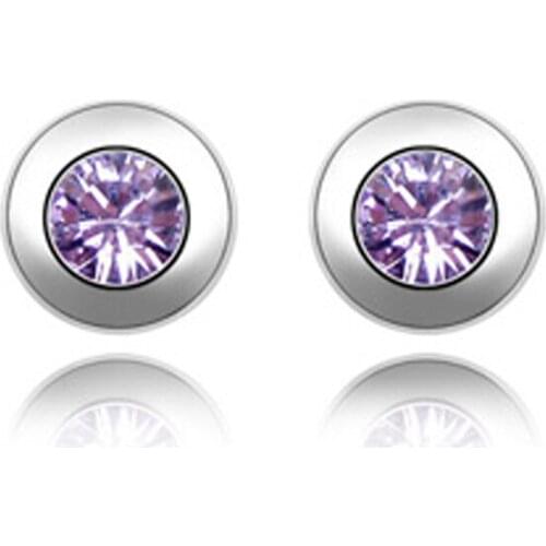 11 Colors Real Austrian Crystals White Gold Color Brand Stud earrings for women Fashion New Sale Hot 82337violet