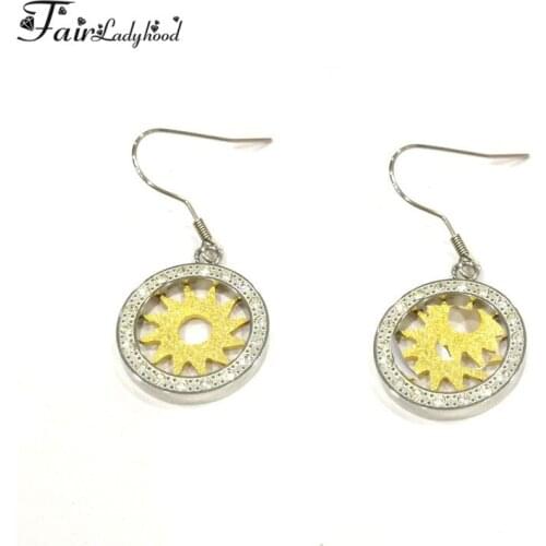 FairLadyHood Top Quality Never Fade Dangle Earrings 316L Stainless Steel Gold and Silver color Earrings For Women