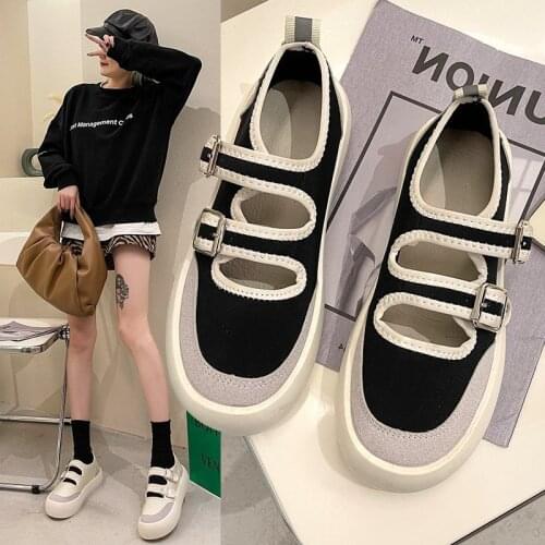 2021 New Korean Version of Mary Jane Big-toed Bread Shoes Female Fairy Style Word Buckle Thick-soled Soft Sister Platform Shoes