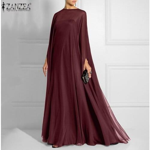 2PC Dress ZANZEA Elegant Women Autumn Long Sleeve Party Maxi Long Sundress Casual O Neck Solid Loose Vestidos Robe Femme Kaftan