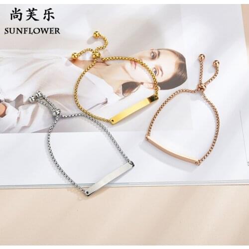 Personalize Name Bracelet Chain For Women Smooth Bangle Link Gold Color Tone No Fade Fashion Jewelry