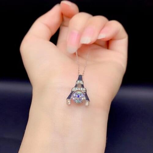 2021 new shiny moissanite gemstone necklace for women silver jewelry 925 sterling silver birthday gift Valentine gift 1 ct gem