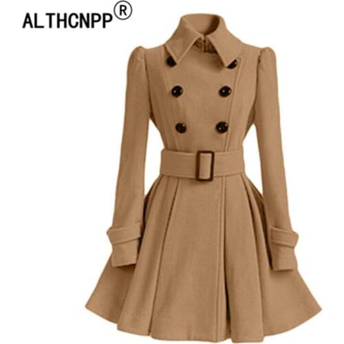 Autumn Winter Thicken Long Women Woolen Coat Jacket Slim Turn-down Collar Womens Wool Coat Lange Jas Dames Abrigo Mujer