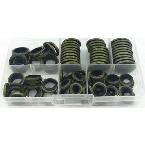 LBER 100Pcs Bonded Washer Metal Rubber Oil Drain Plug Gasket Fit Combined Washer Sealing Ring Assortment Kits