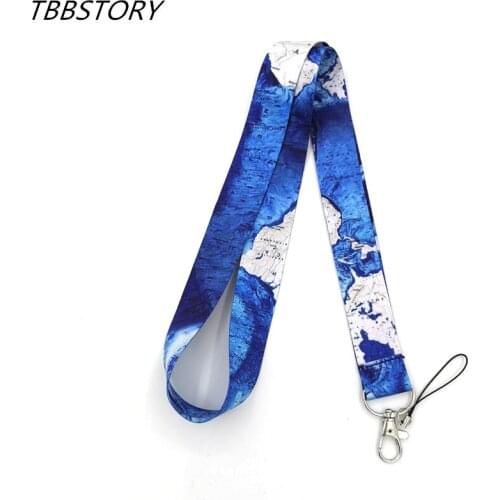 12Pcs World Map Cell Phone necklace Lanyard Keychain for Keys ID USB Badge Holders Pass Gym Mobile Lanyards Neck Strap