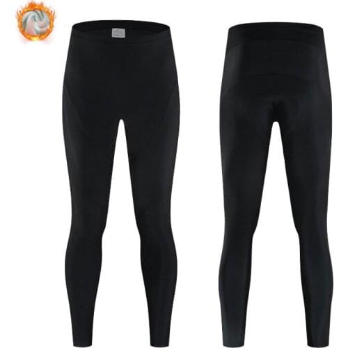 2021 Winter Thermal Fleece Pure black Cycling Tights Men Warm Team Gel Pad Bib Bicycle Trousers Sport Mtb Bike Womens Long Pants