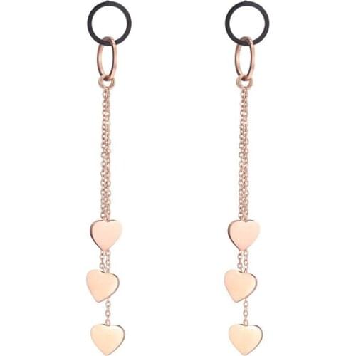 2021 NEW earrings Europe Fashion Crystal from Swarovskis Earring With Fringed small love Titanium steel Rose gold earrings