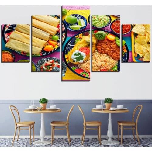 5d Diamond Painting Full Square/Round 5 Pieces Tacos&Rice Mexican Food Spicy Sauce Multi-Picture 3D Diamond Embroidery