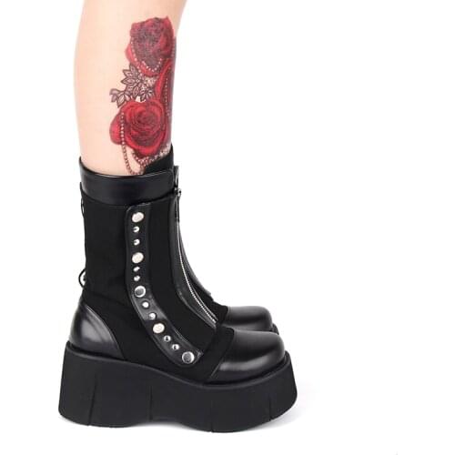 Angelic imprint mori girl Women shoes lady lolita cool punk motorcycle Boots woman high heel pumps platform shoes 143