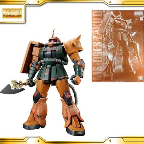 BANDAI GUNDAM MG 1/100 MS-06FS ZAKU II (GARMA ZABI USE) Gundam model kids assembled Robot Anime action figure toys