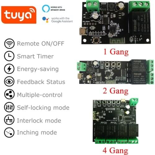 Tuya Smart Light Switch DIY Automation Modules DC 12V RF433 Receive 10A Relays Work With Alexa Google Assistant Smart Life App