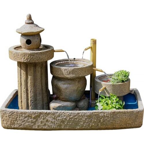 Zq Large Villa Courtyard Circulating Water Landscape Outdoor Balcony Corner Bamboo Pool Fountain Floor Ornaments