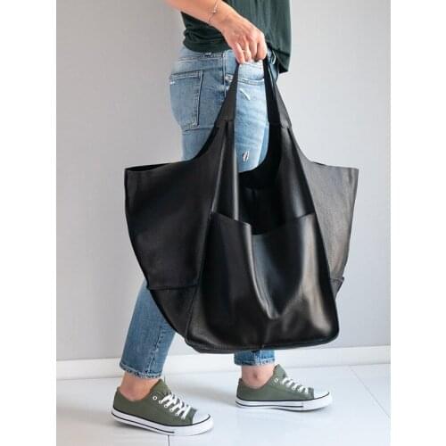 Large Womens Bags 2021 New Simple Wax Oily Leather Soft Leather Large Capacity Luxury Tote Bag Style Handbags Handtaschen Women
