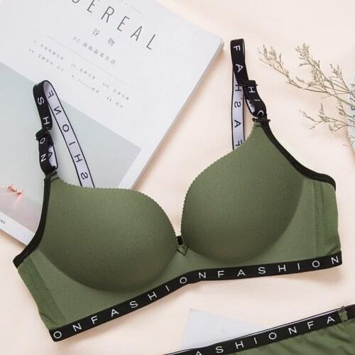 Traceless European and American Style Skin age English letter shoulder strap Grinding without steel ring Bras Underwear girl