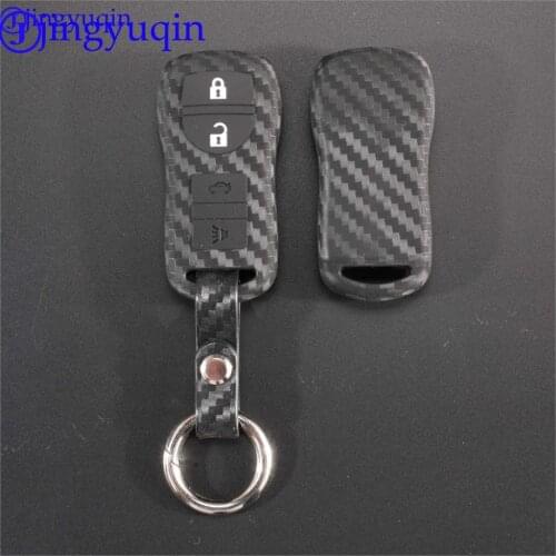 Jingyuqin 2/3/4 Buttons Carbon Fiber Patten For Nissan Armada Sentra 350Z Altima Maxima Infiniti Car Key Holder Case Cover