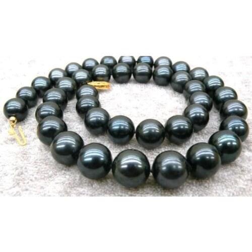 AAA+ 9-10mm Black Tahitian Cultured Pearl Necklace 18"