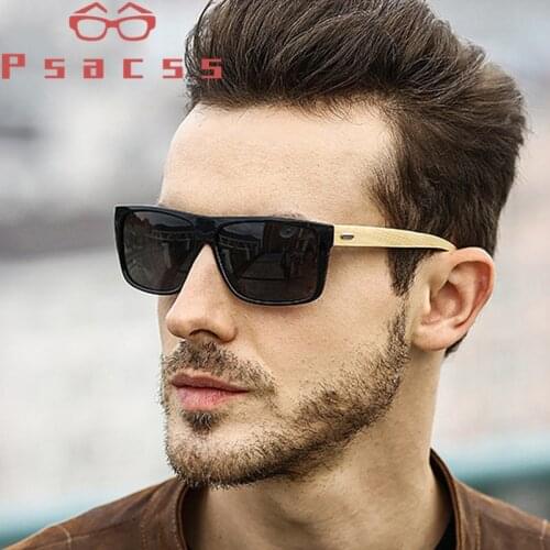 Psacss Wood Square Sunglasses Men Brand Designer Men' Handsome Driving Party Mirror Sun Glasses Retro Lunette De Soleil Homme