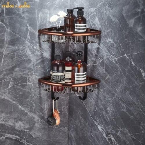 Bathroom shelf rose black double layer bathroom corner shelf bathroom holder showe room basket bathroom accessories