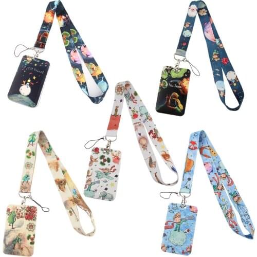 ER510 Prince And Fox Rose Cartoon Lanyard Card Holder Student Hanging Neck Phone Lanyard Badge Subway Access Card Holder