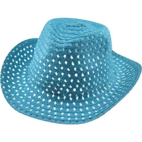 Handsome Baby Cowboy Hat Summer Straw Mesh Baby Girl Boy Hat Kids Snapback Cap For Children Beach Sun Hat Blue Yellow 2-6 Years