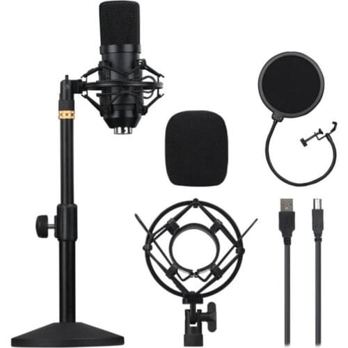 Microphone 192kHz/24bit Plug-and-Play Recording Device Desktop USB Condenser Mic for Karaoke
