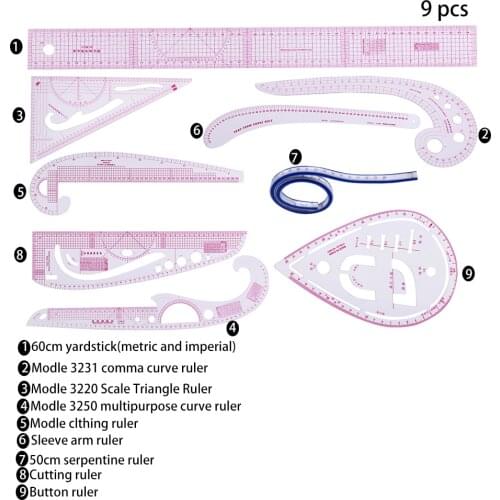 2-13pcs/set Multifunction Sewing AccessoryPatchwork Fabrics Material Accessories Rule Tailors Pattern Cutters