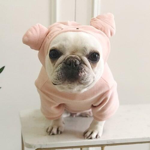 Cartoon Pig Style Dog Clothes Plush Jumpsuit Soft Comfortable Pet Cat Dog Clothes For French Bulldog Small Dog Pets Clothing
