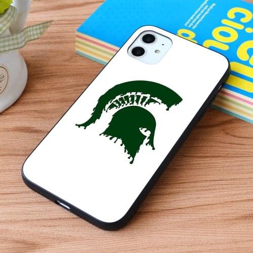 For iPhone Michigan State Spartan Head Drip Design Soft TPU border Apple iPhone Case