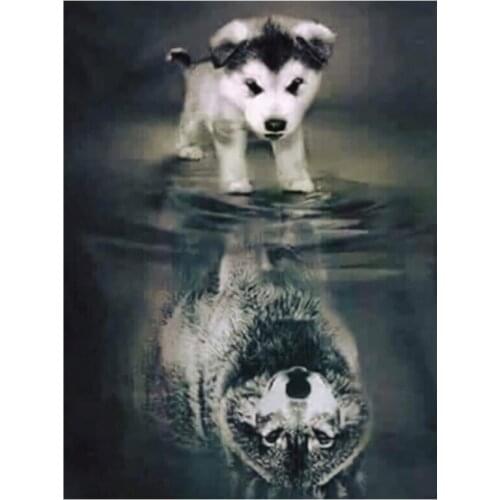 Clothing Patches Wolf Dog Inverted Image Pattern Iron On Patches Thermal Transfer Printing Stickers for Clothes Vogue Decoration