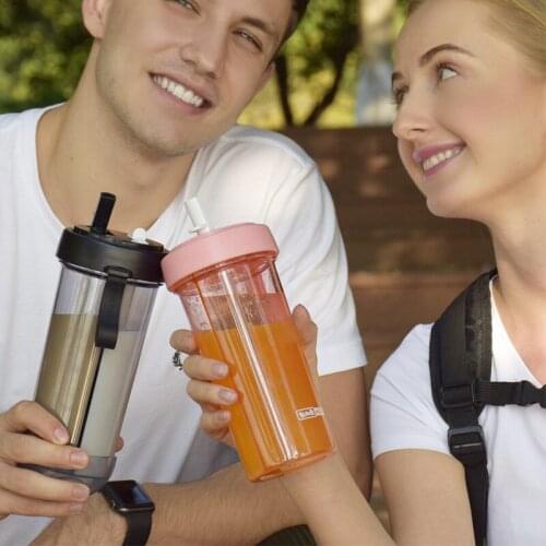 New Water Drinking Bottle Double-tube opening design Portable Outdoor Travel Creative Dual-use Water Bottle Flask for Girl