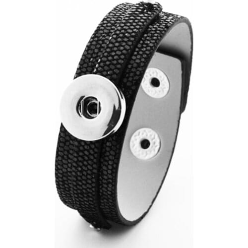 New DIY 18mm PU leather snap button bracelets for girls students bracelet XH9601