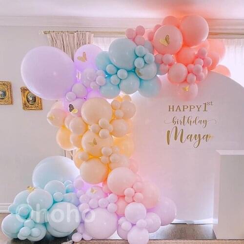 Ohoho Macaron Pastel Balloon Garland Arch Kit Girl Happy 1st Birthday Decoration Baby Shower Wedding Party Globos Balon Decor