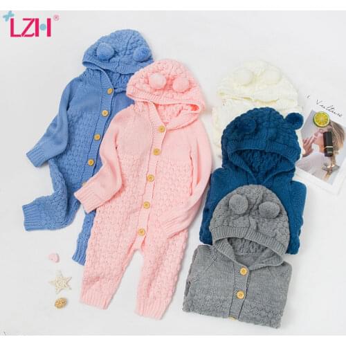 LZH Baby Knit Rompers For Baby Boys Jumpsuit Autumn Winter Baby Girls Clothes For Newborn Costumes Kids Overalls Infant Clothing