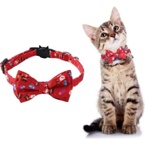 Cat Collar Bowknot Puppy Chihuahua Collars With Bell Adjustable Safety Buckle Cats Bow Tie Pets Accessories