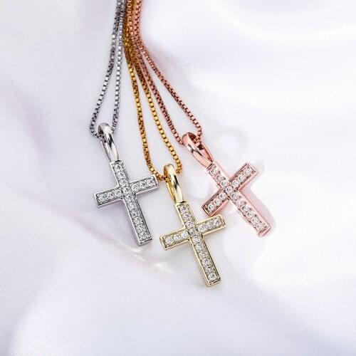 AAA CZ Stone Paved S925 Sterling Silver Bling Ice Out Cross Pendants Necklaces for Women Men Hip Hop Fashion Jewelry